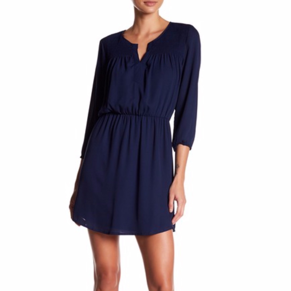 DR2 By Daniel Rainn Textured Yoke Smock Dress